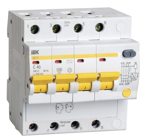 Автомат дифференциального тока АВДТ IEK KARAT АД14 4п 40А 300мА 4,5кА C тип AC фото Автомат дифференциального тока АВДТ IEK KARAT АД14 4п 40А 300мА 4,5кА C тип AC картинка